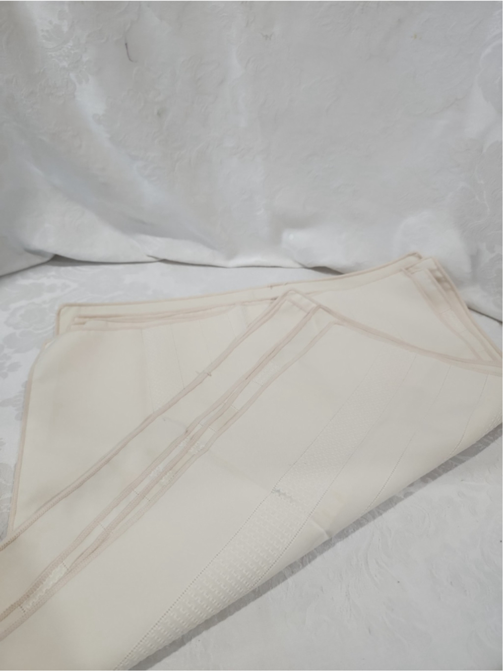 Ivory Fabric Napkins Set of 7 Textured Lines 17 x 17
